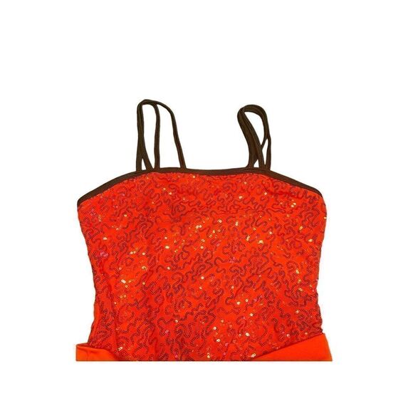 Revolution dance wear jazz tap medium adult red black sequins tulle outfit - Picture 2 of 5